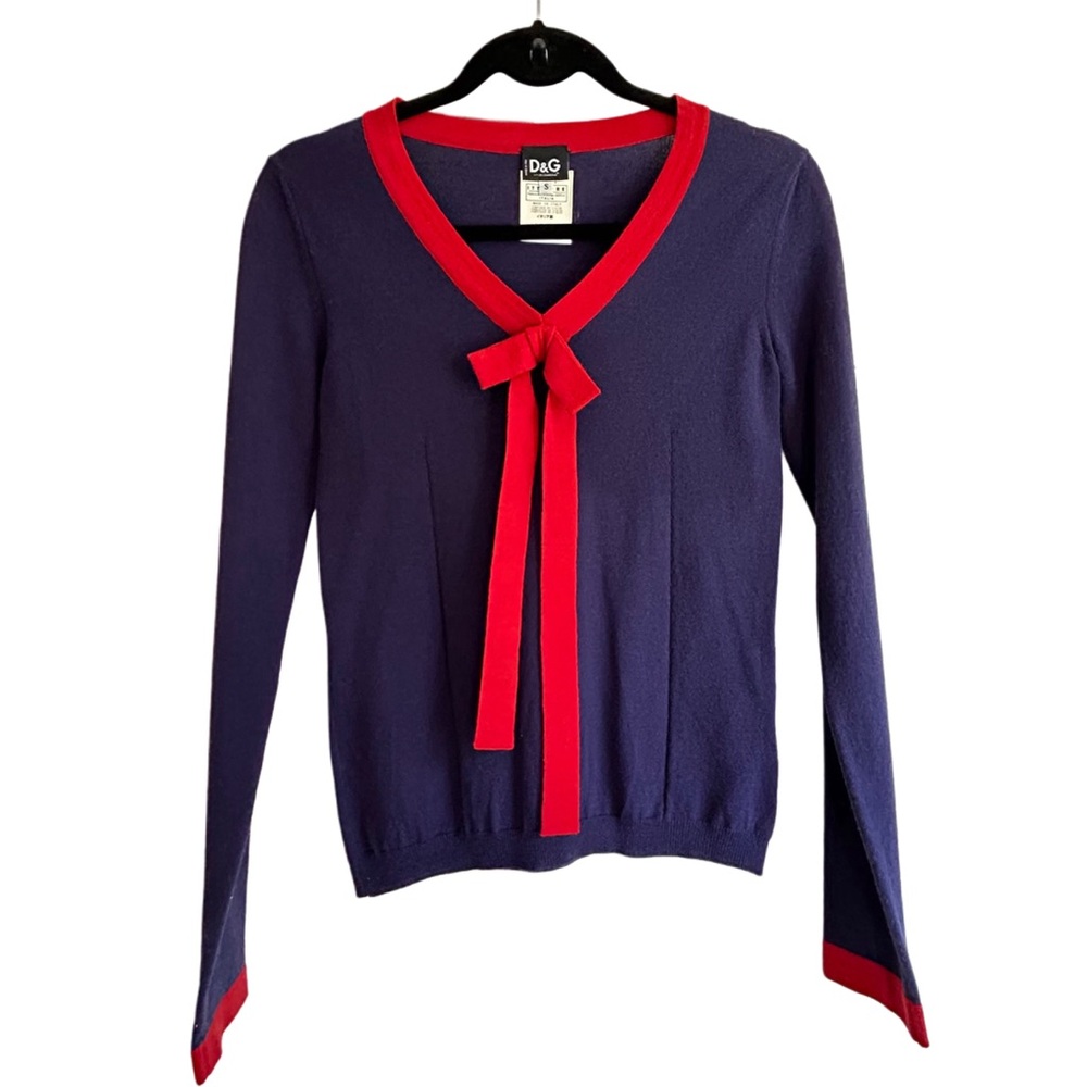 Vintage D&G Dolce and Gabbana Purple & Red Wool Blend Sweater